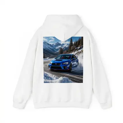 Subaru WRX STI Blue Drifting Snow Mountains