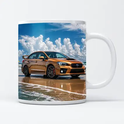 Subaru WRX STI Orange on Beach
