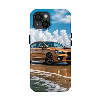 Subaru WRX STI Orange on Beach
