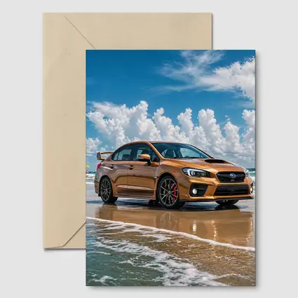 Subaru WRX STI Orange on Beach