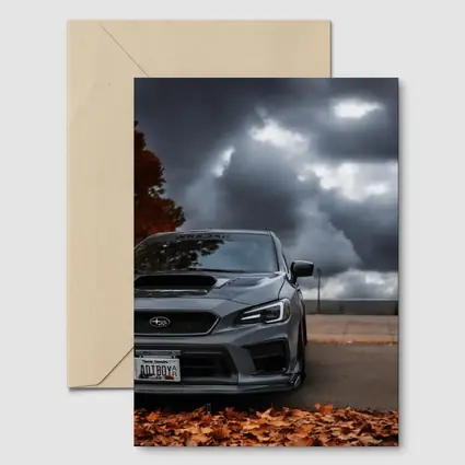 Subaru WRX STI Gray Stormy Autumn Sky