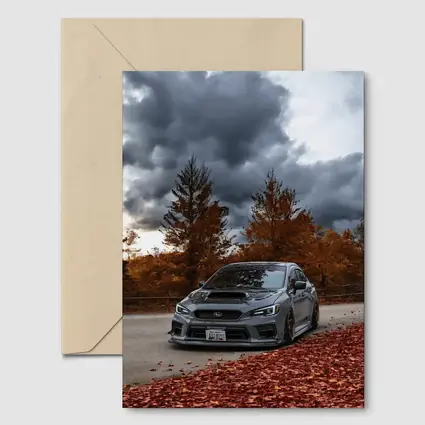 Subaru WRX STI Gray Stormy Autumn Sky