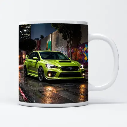 Subaru WRX STI Green Night City Streets