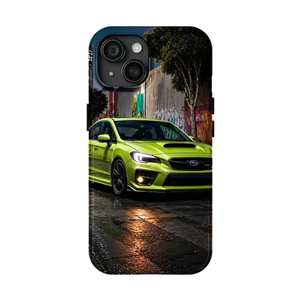 Subaru WRX STI Green Night City Streets