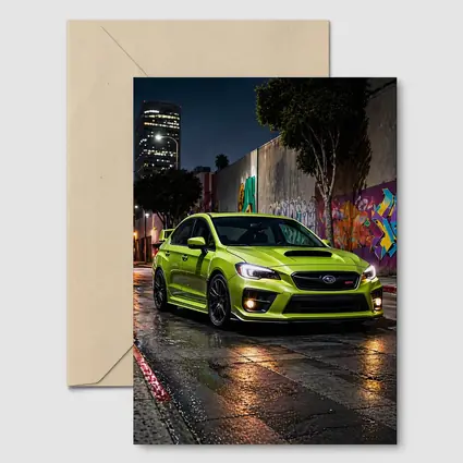 Subaru WRX STI Green Night City Streets