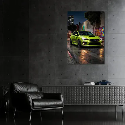 Subaru WRX STI Green Night City Streets