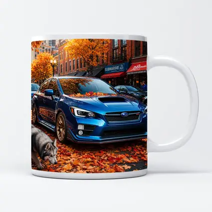 Subaru WRX Blue Sedan Autumn City Street