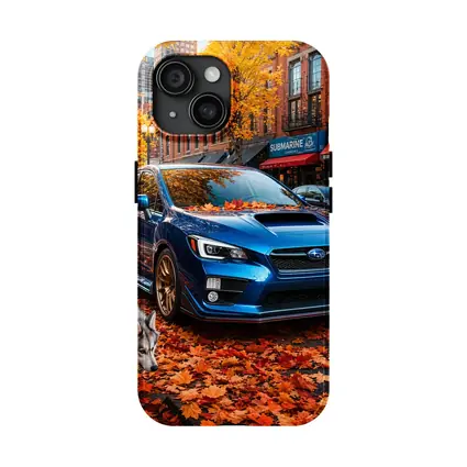 Subaru WRX Blue Sedan Autumn City Street