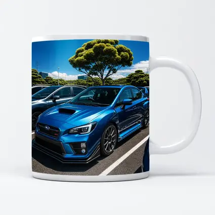 Subaru WRX STI Blue Parking Lot Scene