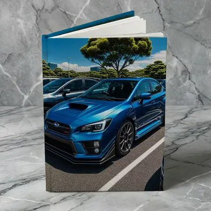 Subaru WRX STI Blue Parking Lot Scene