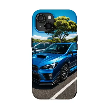 Subaru WRX STI Blue Parking Lot Scene