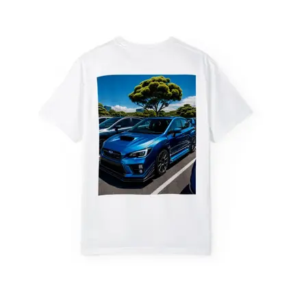 Subaru WRX STI Blue Parking Lot Scene