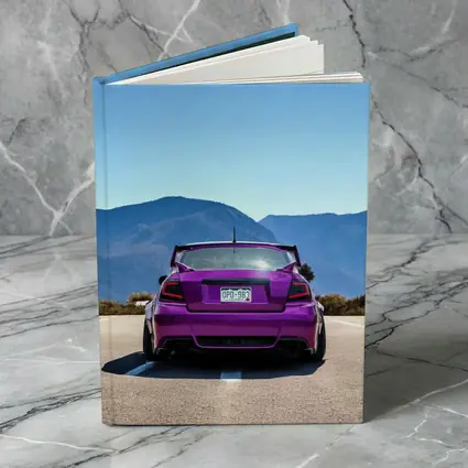 Purple Subaru WRX Rear View Mountain Road