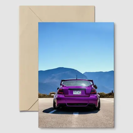 Purple Subaru WRX Rear View Mountain Road