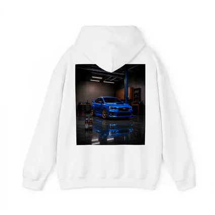 Subaru WRX STI Blue Garage Scene