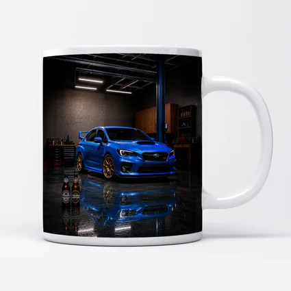 Subaru WRX STI Blue Garage Scene