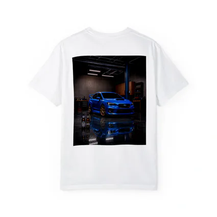 Subaru WRX STI Blue Garage Scene