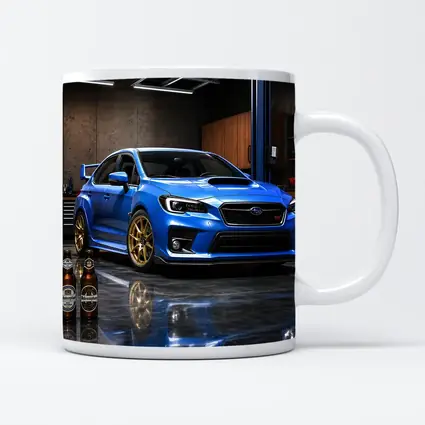 Subaru WRX STI Blue Garage Scene