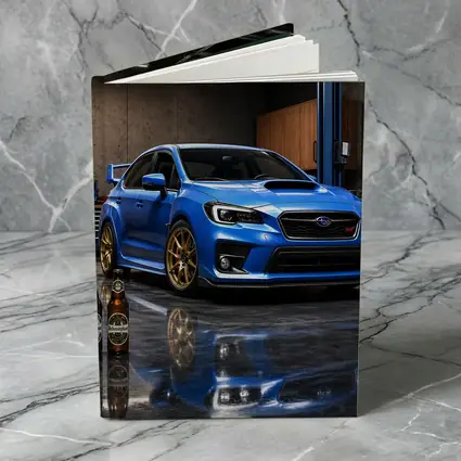 Subaru WRX STI Blue Garage Scene