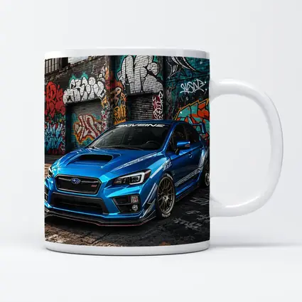 Subaru WRX STI Blue Graffiti Urban Street