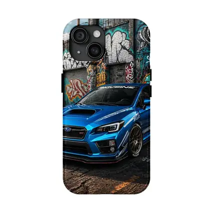 Subaru WRX STI Blue Graffiti Urban Street