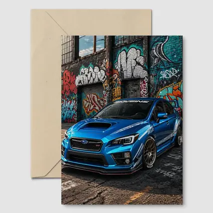 Subaru WRX STI Blue Graffiti Urban Street