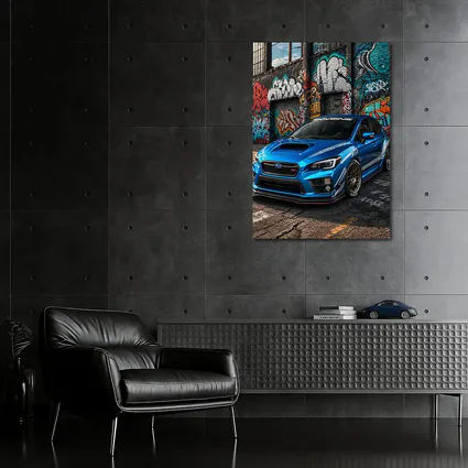 Subaru WRX STI Blue Graffiti Urban Street