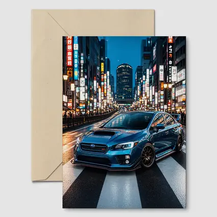 Subaru WRX STI Blue Tokyo Night Street