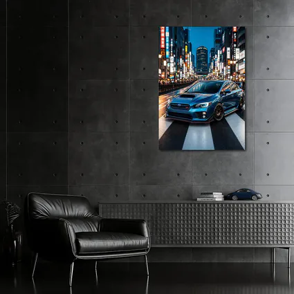 Subaru WRX STI Blue Tokyo Night Street