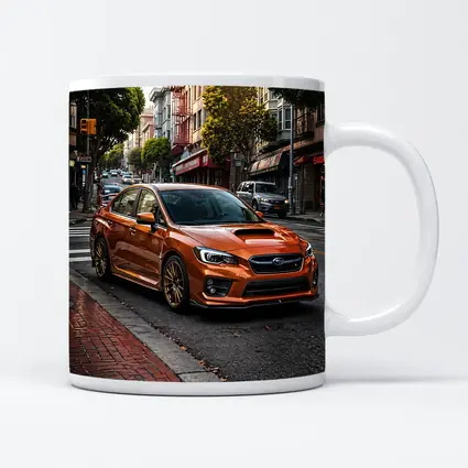 Subaru WRX STI Orange Urban Street Scene