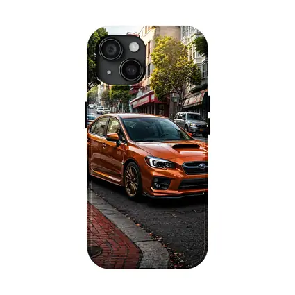Subaru WRX STI Orange Urban Street Scene