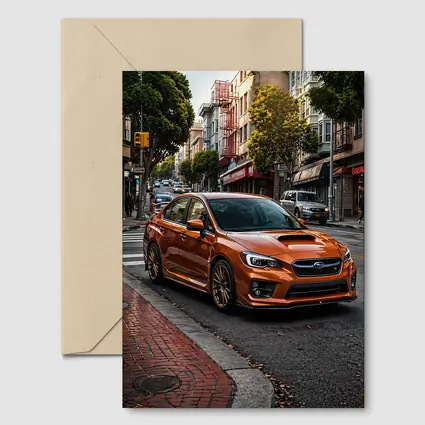 Subaru WRX STI Orange Urban Street Scene