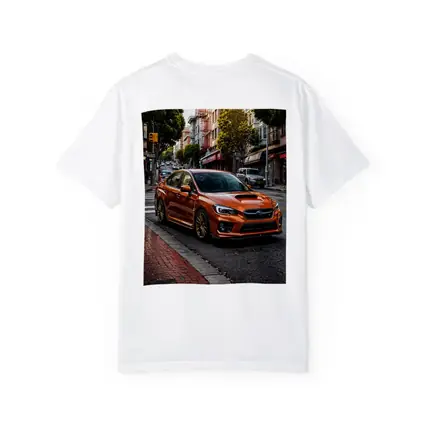 Subaru WRX STI Orange Urban Street Scene