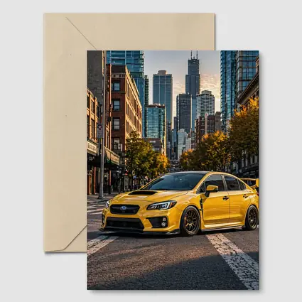 Subaru WRX STI Yellow City Street