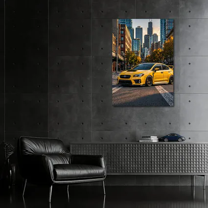 Subaru WRX STI Yellow City Street