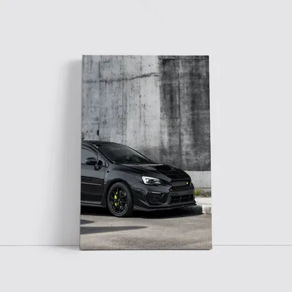 Subaru WRX Black Car Concrete Wall