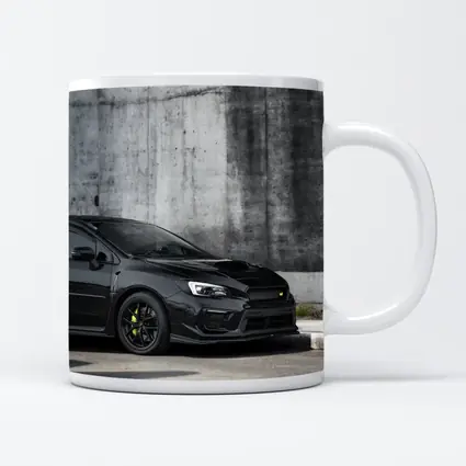 Subaru WRX Black Car Concrete Wall