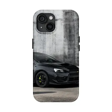 Subaru WRX Black Car Concrete Wall