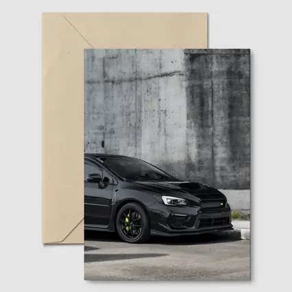 Subaru WRX Black Car Concrete Wall