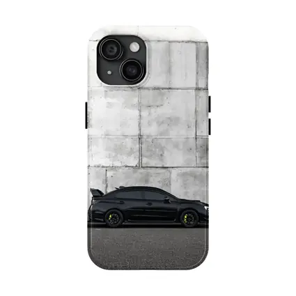 Subaru WRX STI Black Against Concrete Wall