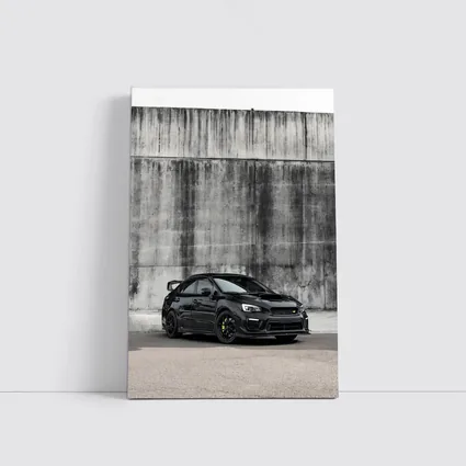 Subaru WRX STI Black Concrete Wall Background