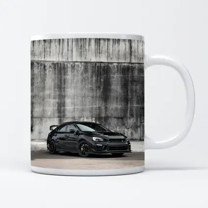 Subaru WRX STI Black Concrete Wall Background