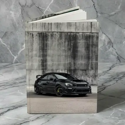 Subaru WRX STI Black Concrete Wall Background