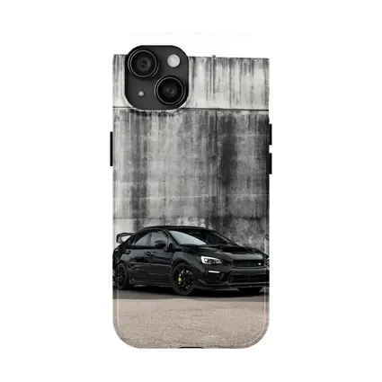 Subaru WRX STI Black Concrete Wall Background