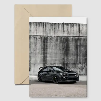 Subaru WRX STI Black Concrete Wall Background