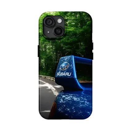Subaru WRX Blue Spoiler Forest Road