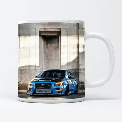 Subaru WRX STI Blue Concrete Wall
