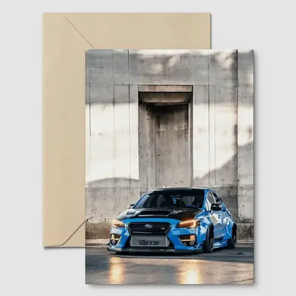 Subaru WRX STI Blue Concrete Wall