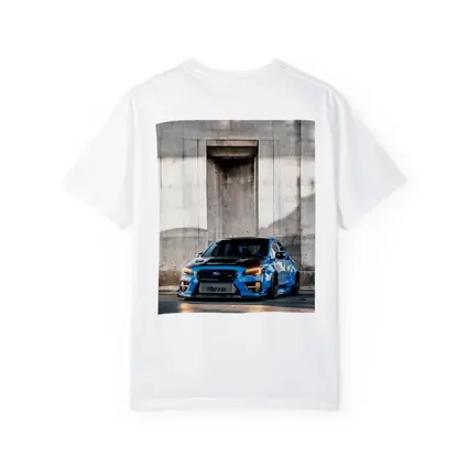 Subaru WRX STI Blue Concrete Wall