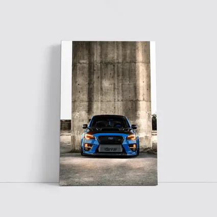 Subaru WRX STI Blue Concrete Wall Front